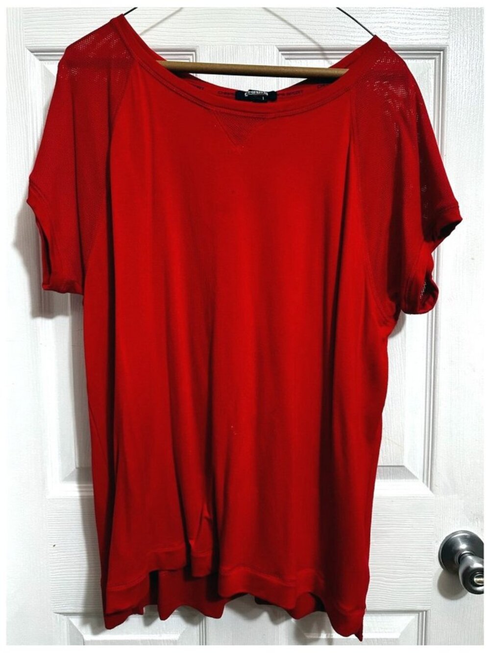 Chaps Sport Women's Pullover Short Sleeve Top Blouse Shirt RED Size XL